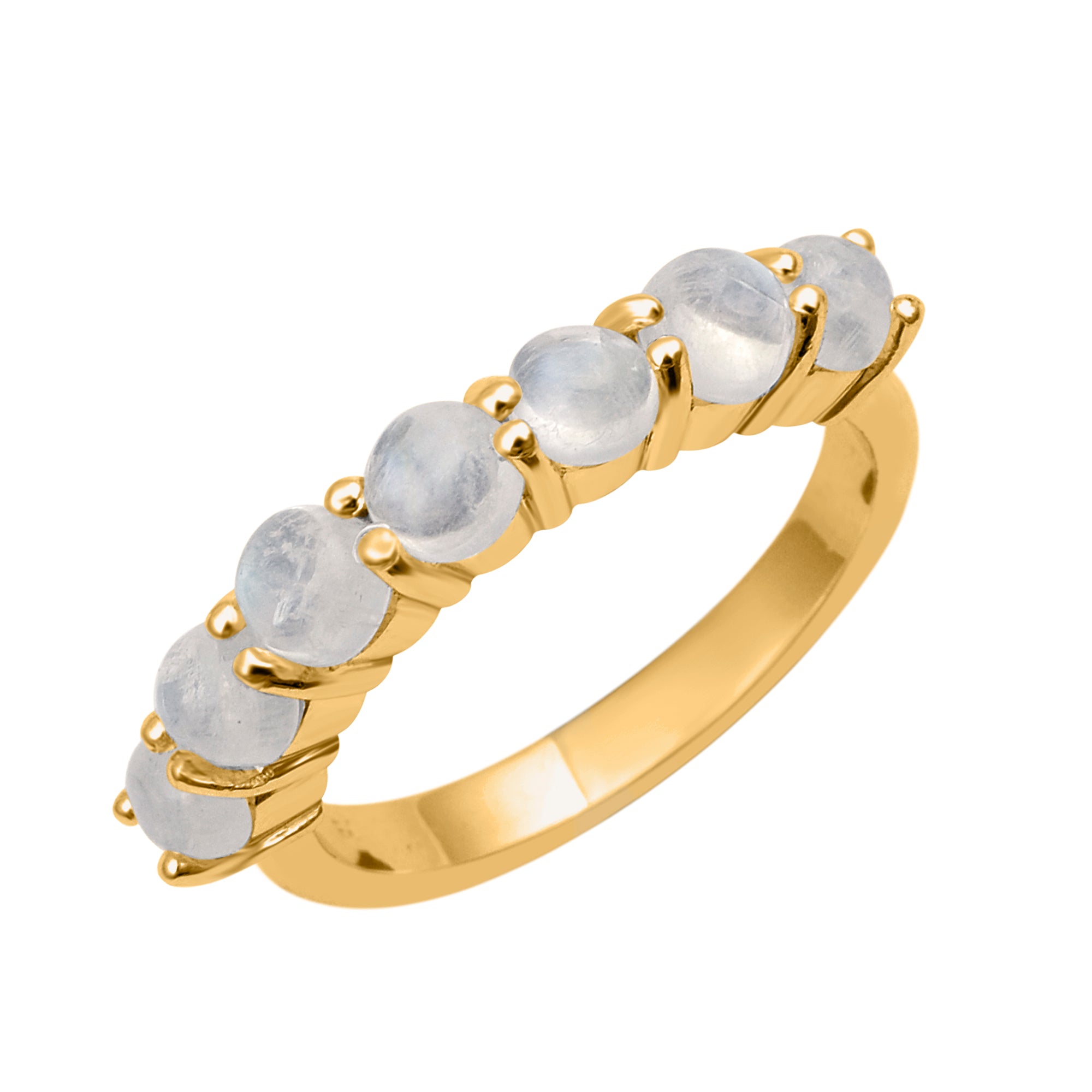 Moonstone 7-Stone Round Half Eternity Ring-Sterling Silver