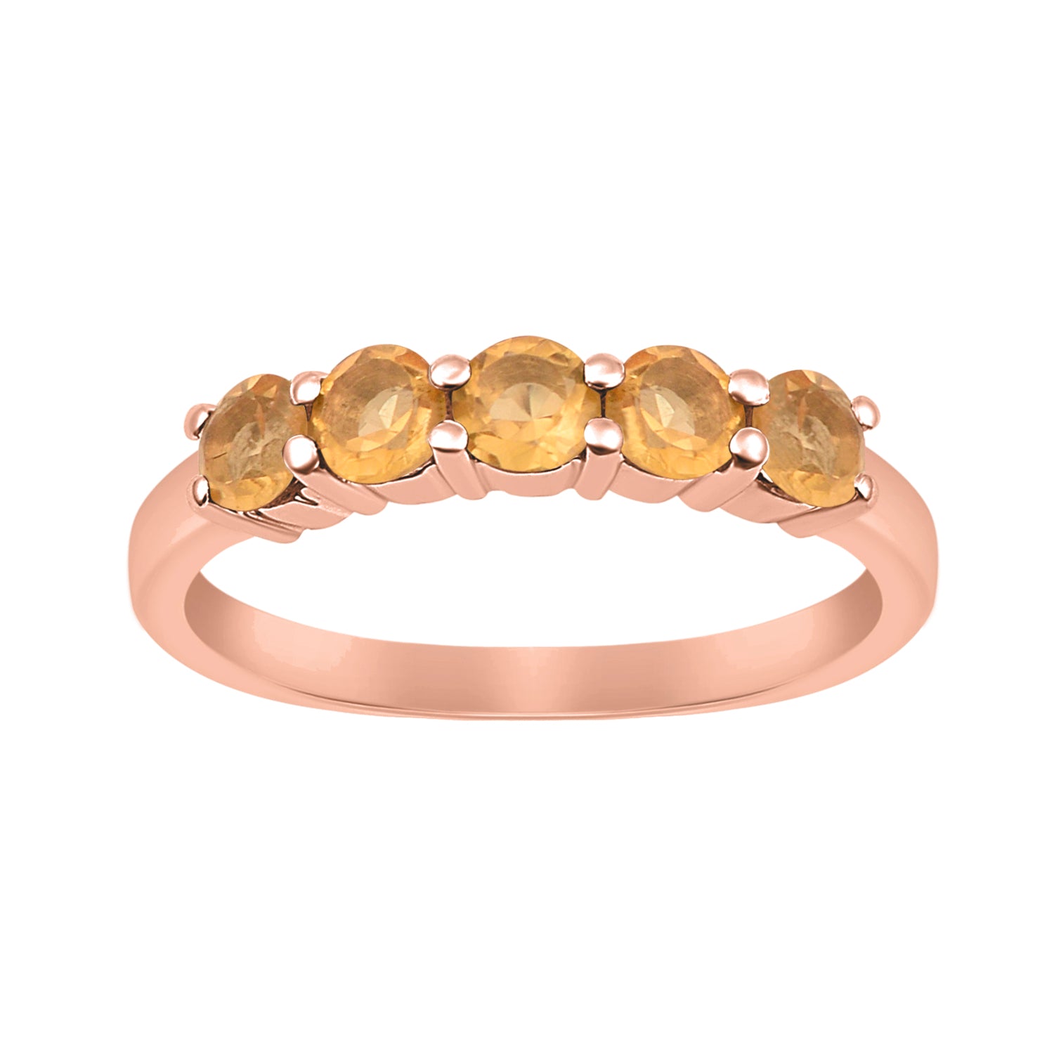 Citrine Five Stone Stackable Ring - Sterling Silver
