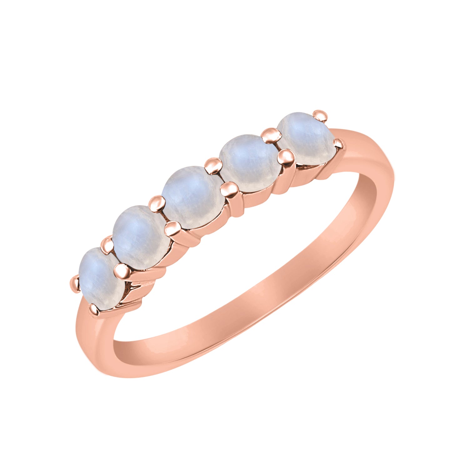 Moonstone Five Stone Stackable Ring - Sterling Silver