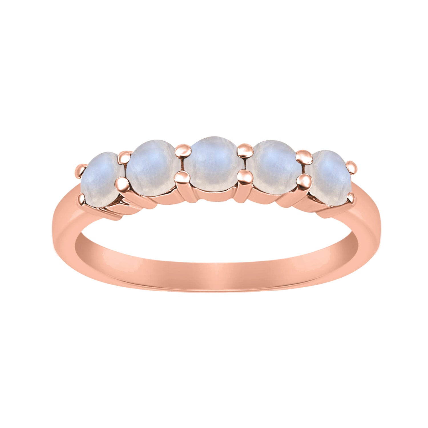 Moonstone Five Stone Stackable Ring - Sterling Silver