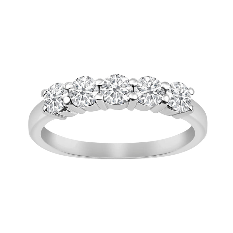 1.00 Ct Moissanite 925 Sterling Silver Five Stone Eternity Christmas Gift Ring