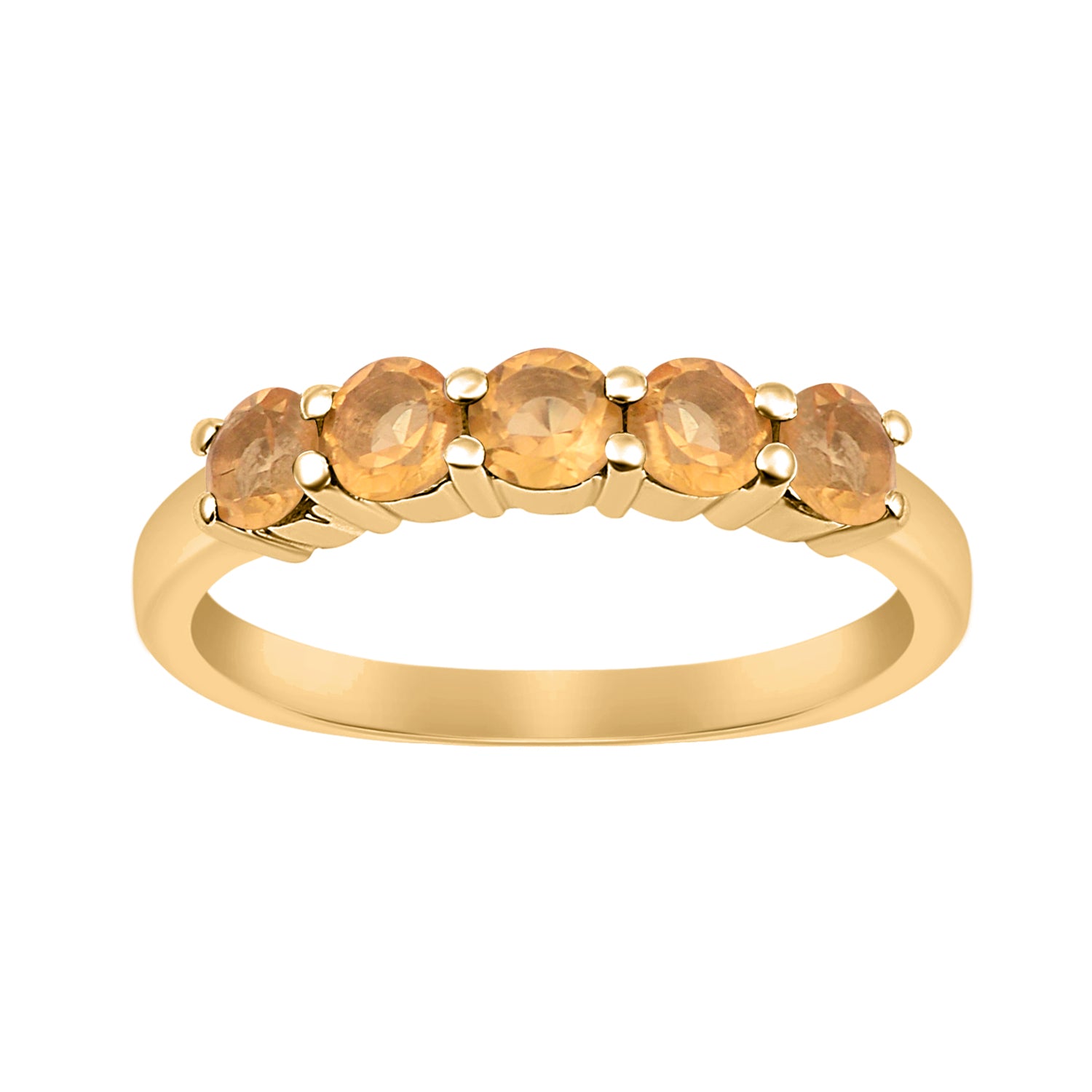 Citrine Five Stone Stackable Ring - Sterling Silver