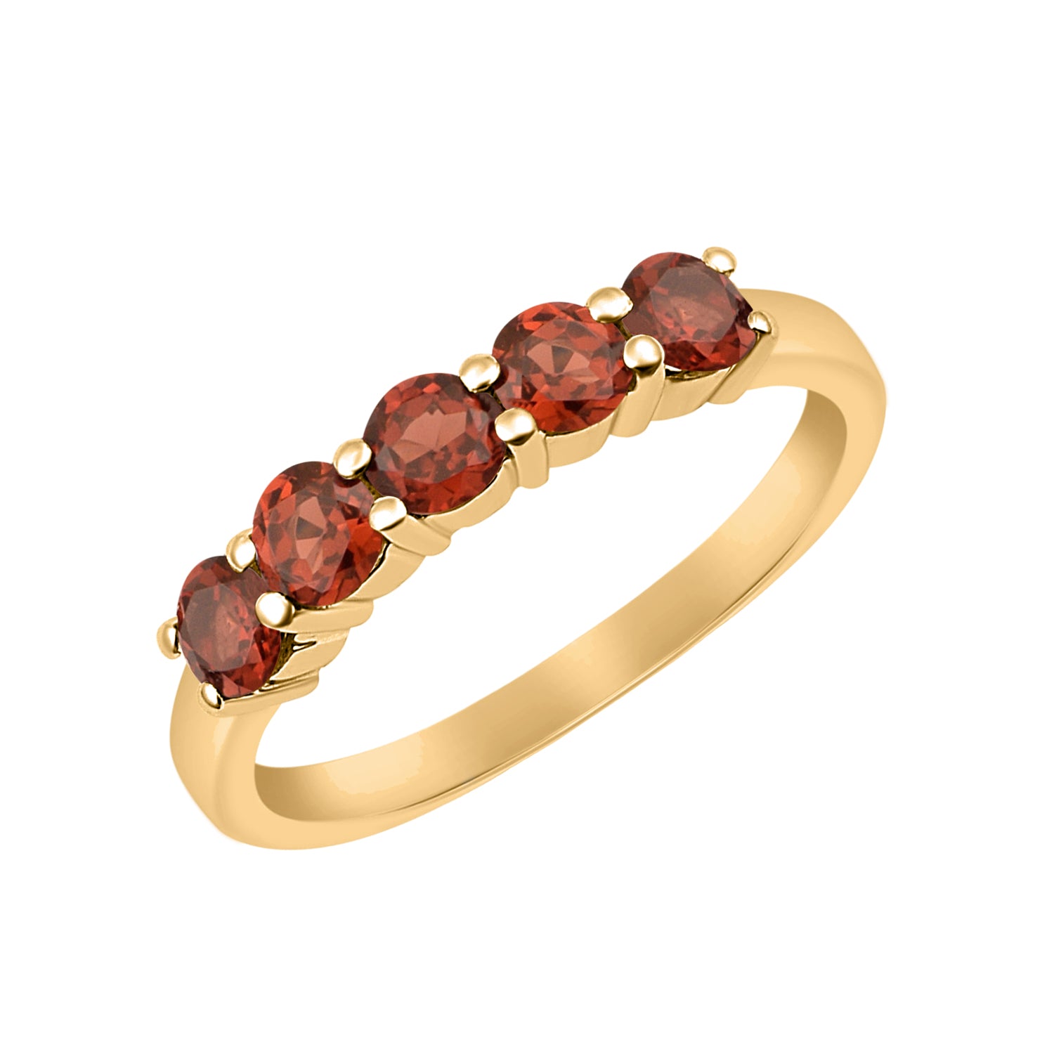 Garnet Five Stone Stackable Ring - Sterling Silver