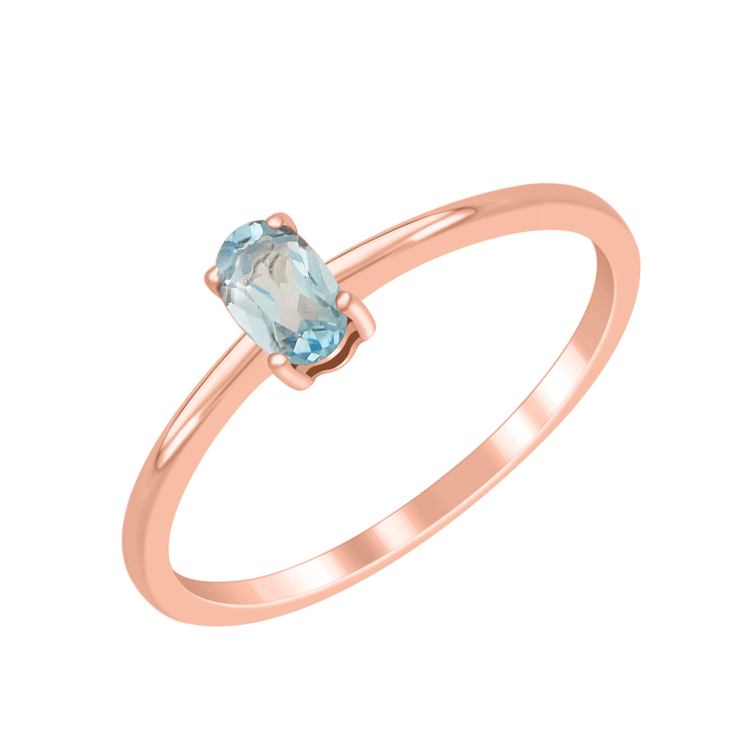 Aquamarine Solitaire Tiny Ring - Sterling Silver