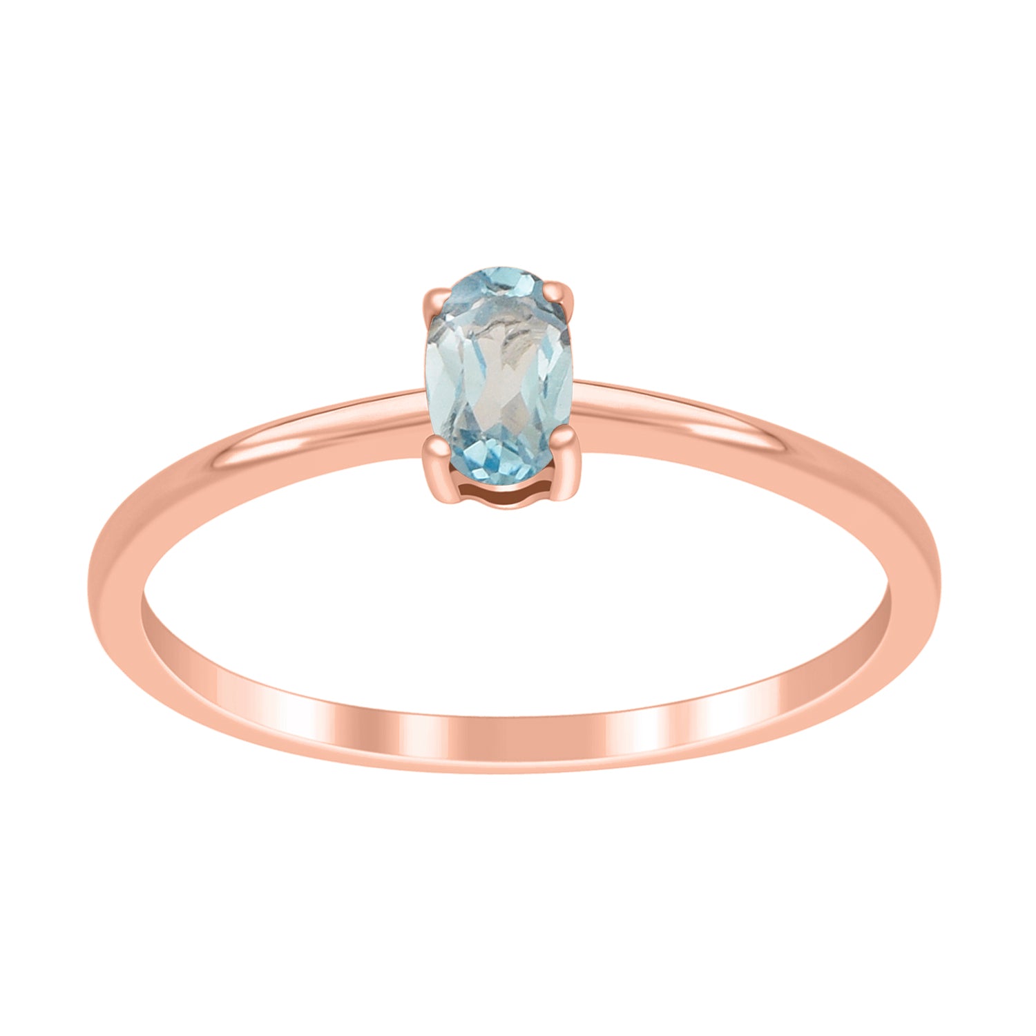 Aquamarine Solitaire Tiny Ring - Sterling Silver