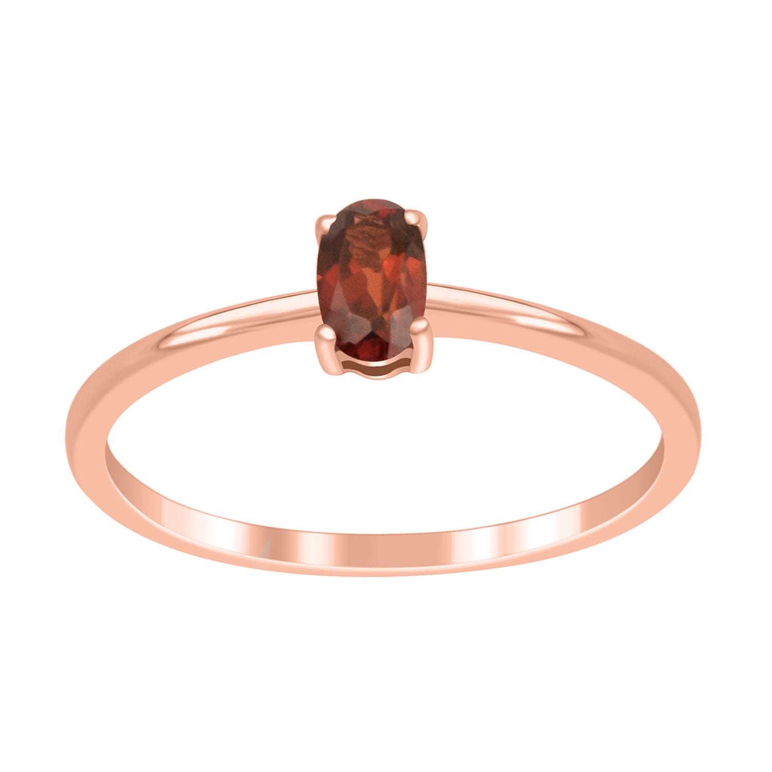 Garnet Solitaire Tiny Ring - Sterling Silver