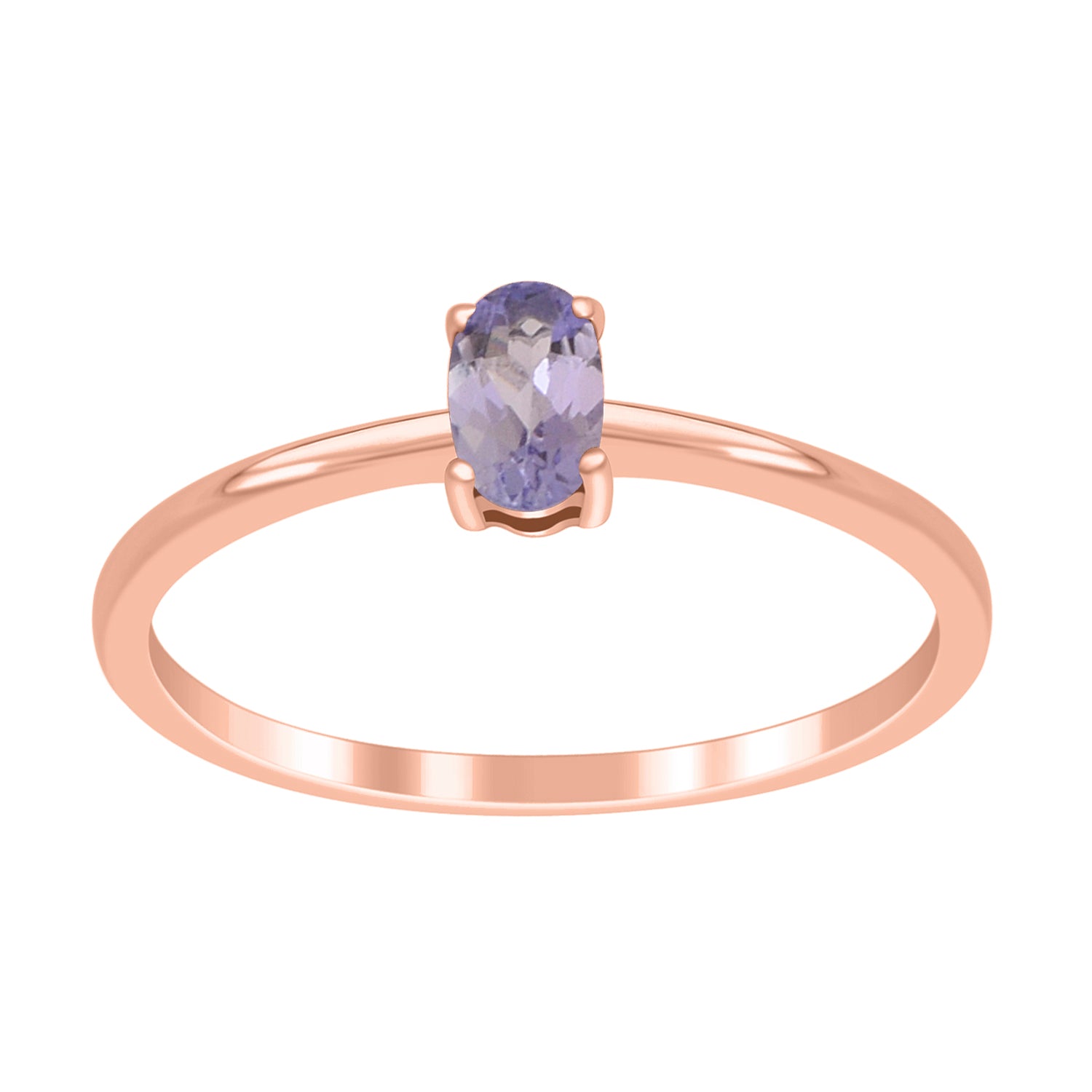 Tanzanite Solitaire Tiny Ring - Sterling Silver