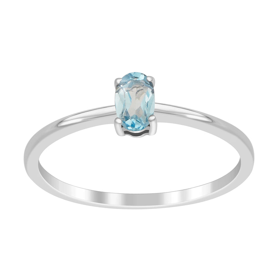 Aquamarine  Minimalist Solitaire Tiny Ring -Sterling Silver