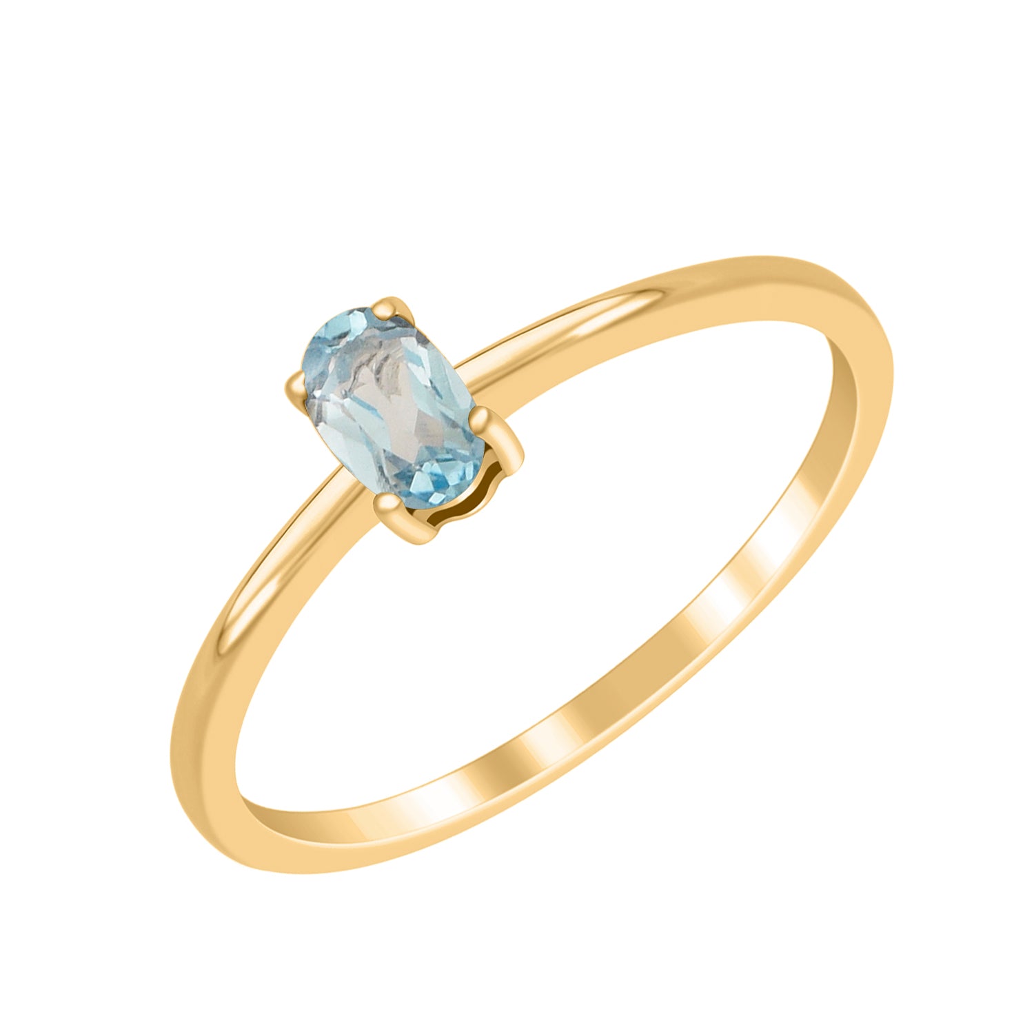 Aquamarine Solitaire Tiny Ring - Sterling Silver