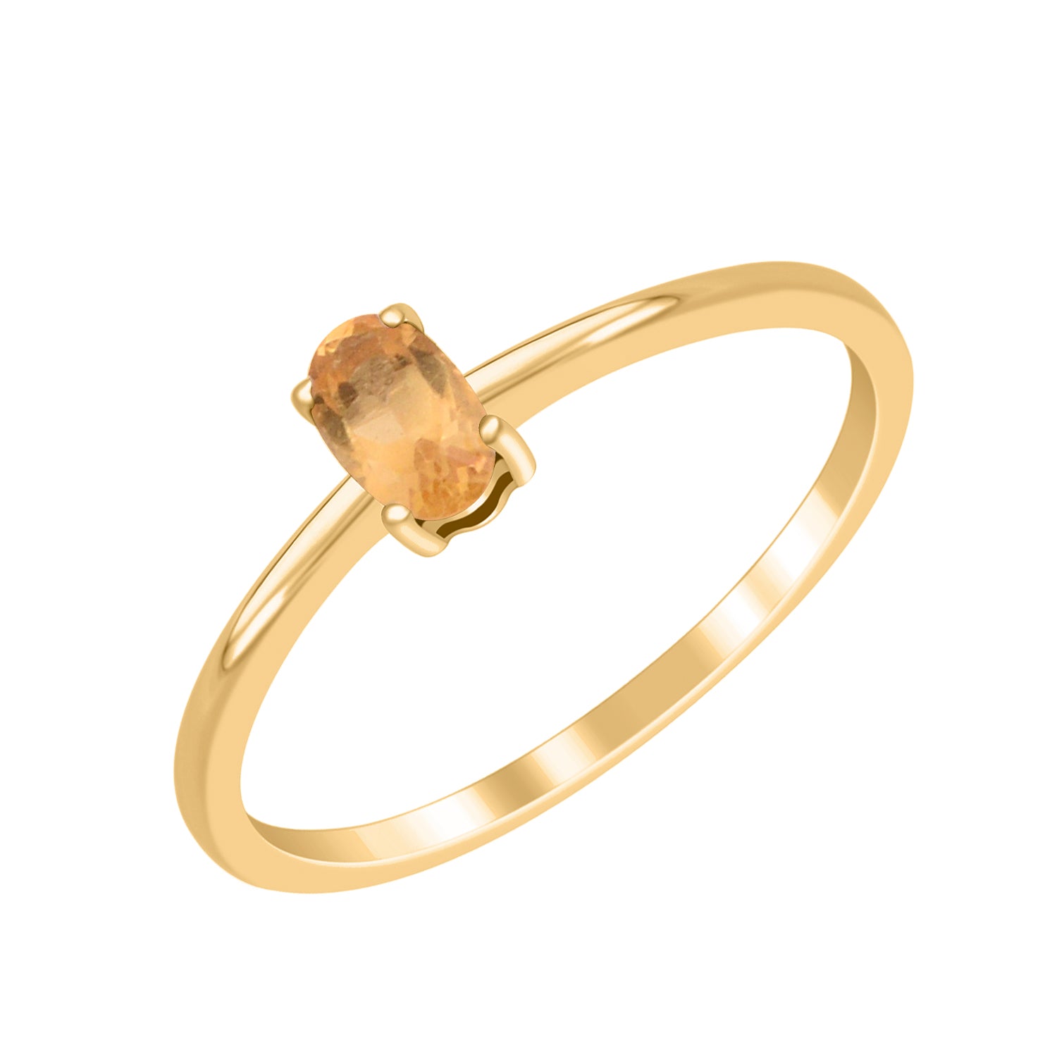 Citrine Solitaire Tiny Ring - Sterling Silver