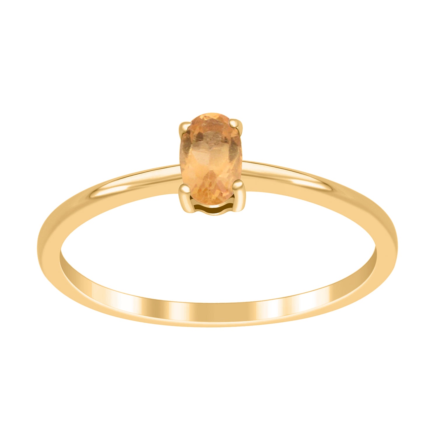 Citrine Solitaire Tiny Ring - Sterling Silver