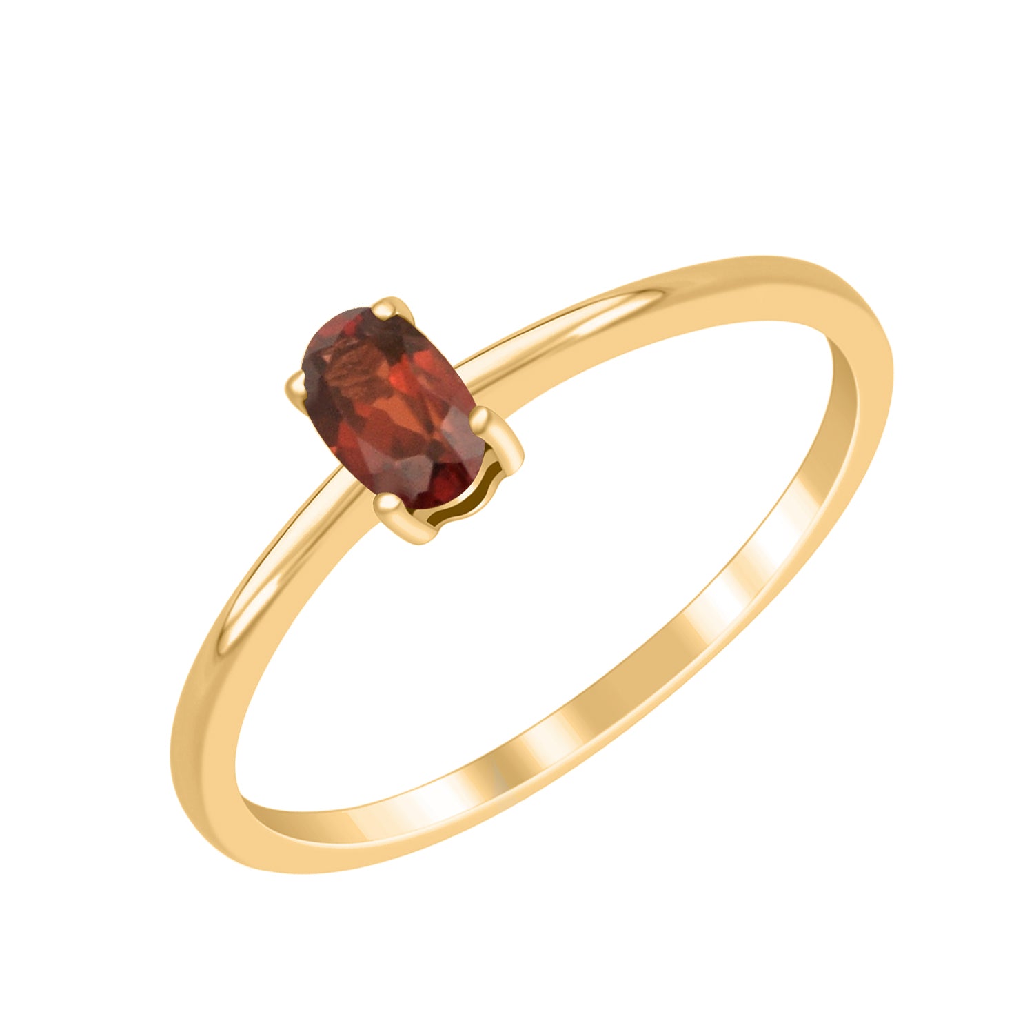 Garnet Solitaire Tiny Ring - Sterling Silver