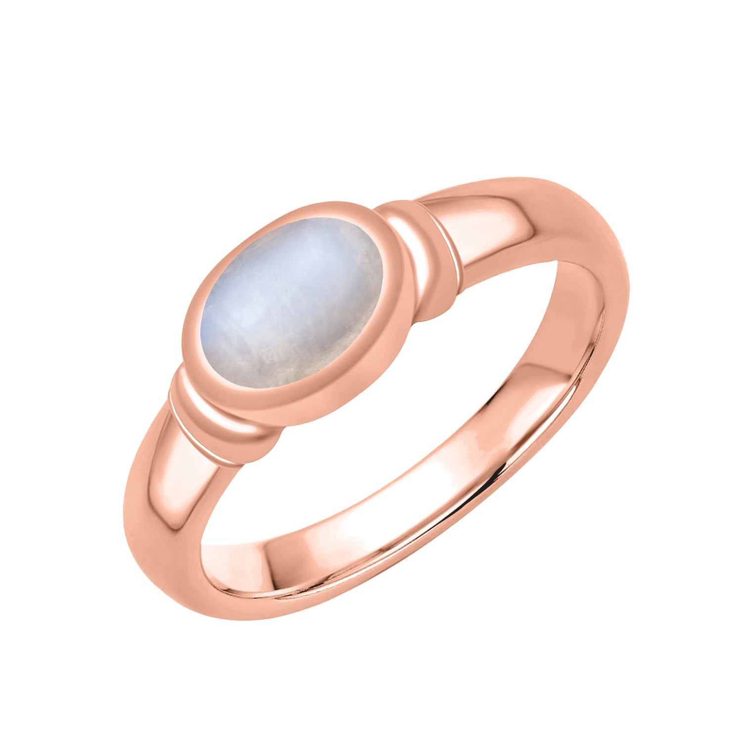 Moonstone Bezel Set Solitaire Ring - Sterling Silver