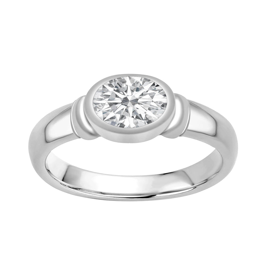 Moissanite Bezel Solitaire Ring - Sterling Silver