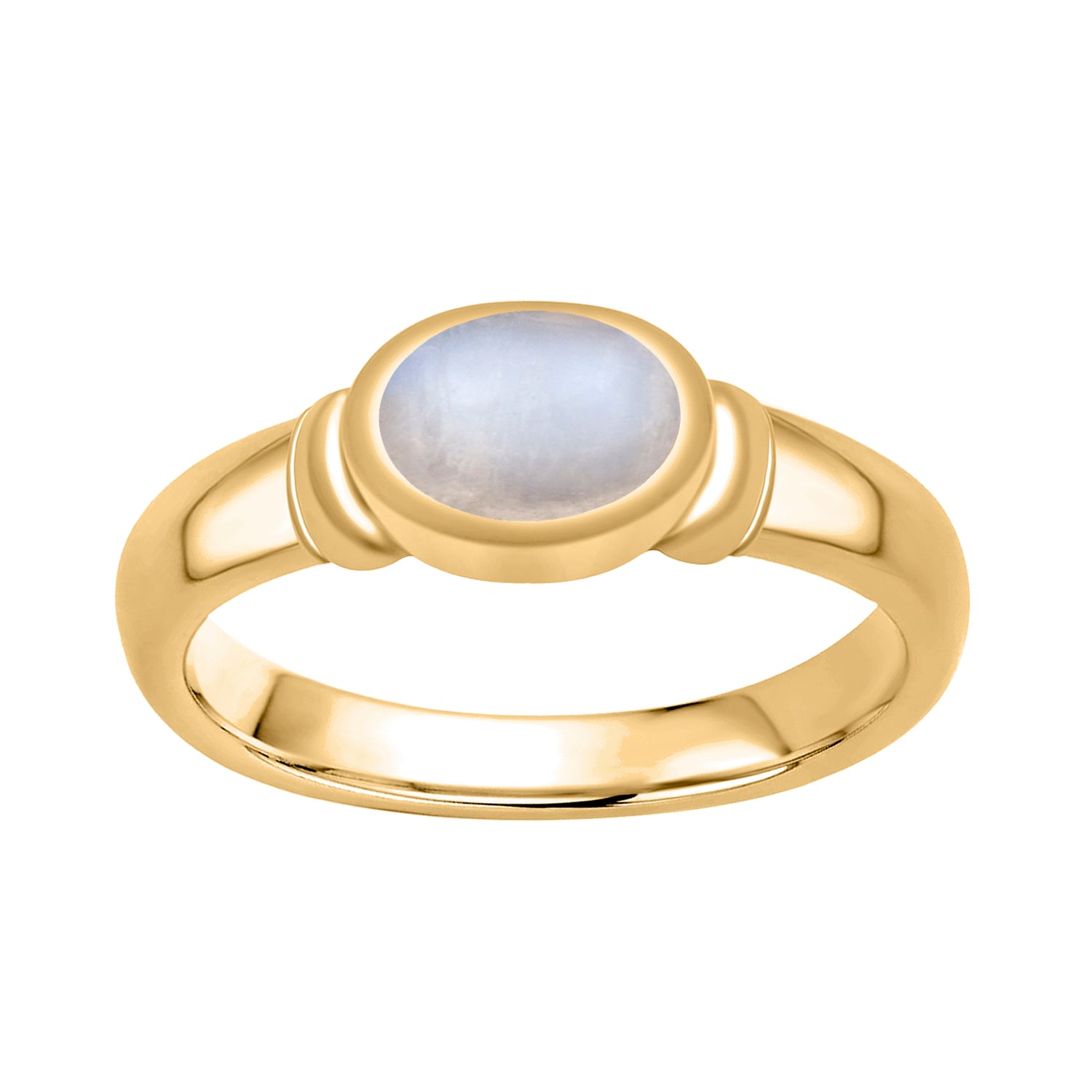 Moonstone Bezel Set Solitaire Ring - Sterling Silver