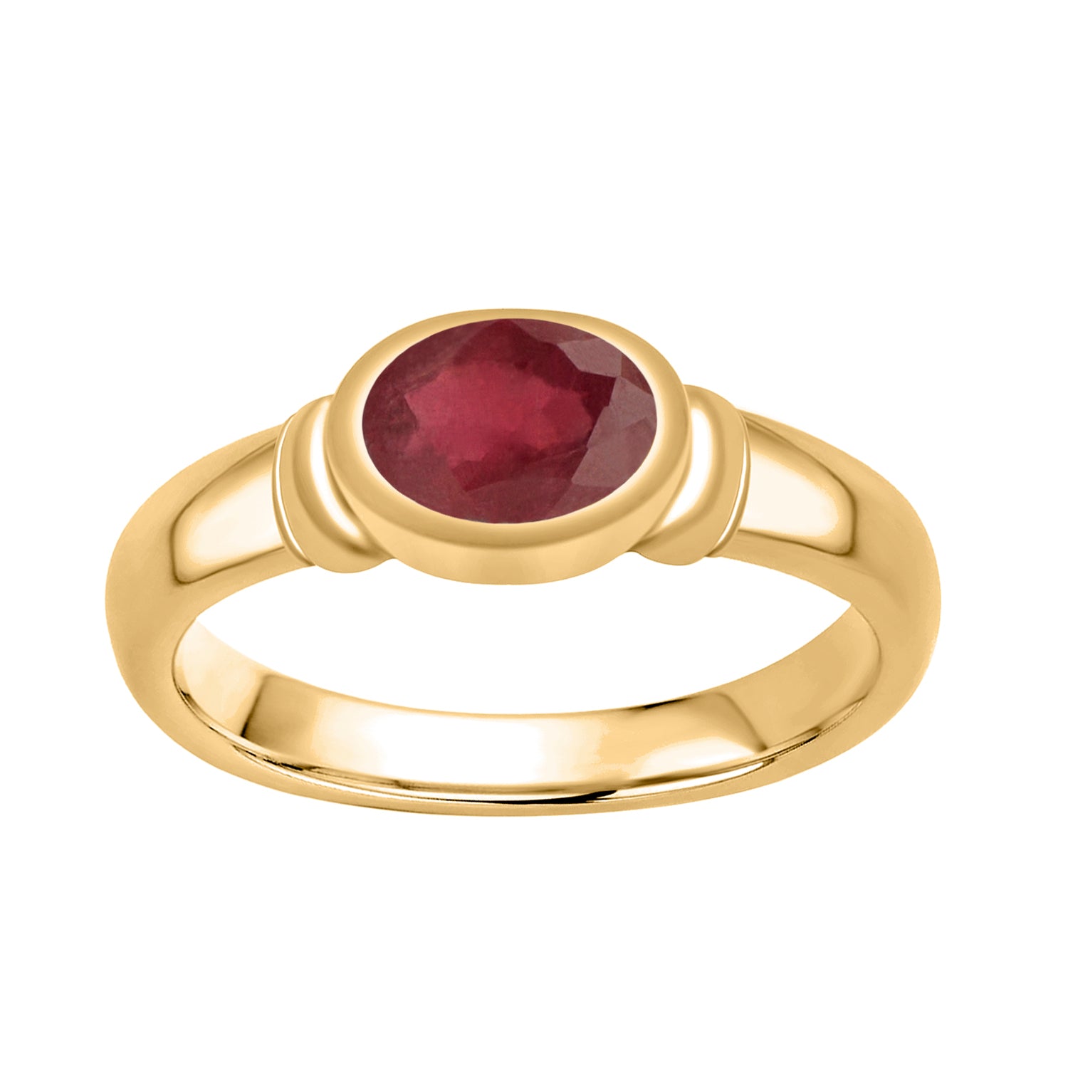 Ruby Bezel Set Solitaire Ring - Sterling Silver