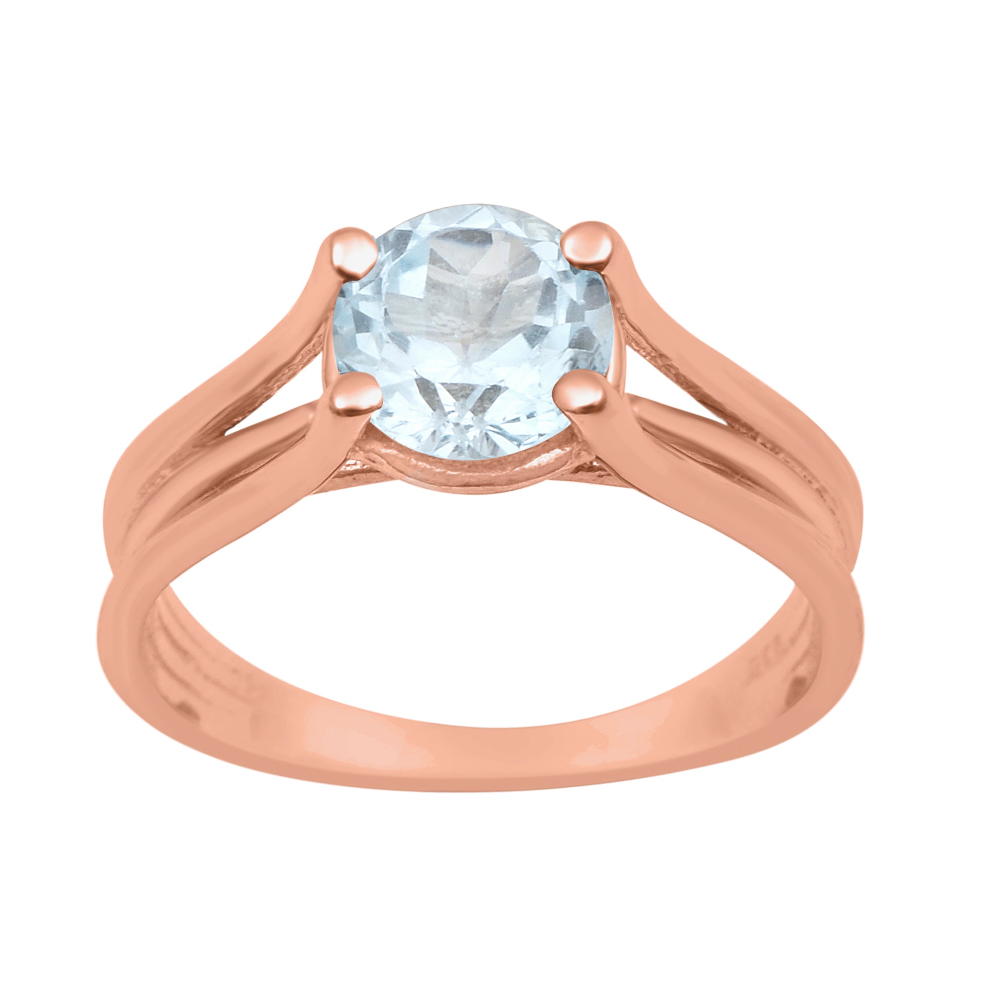 Aquamarine Round 8mm Solitaire Ring - Sterling Silver