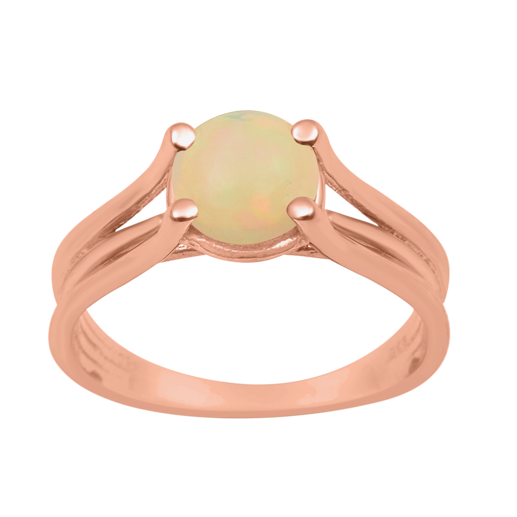 Opal Round 8mm Solitaire Ring - Sterling Silver