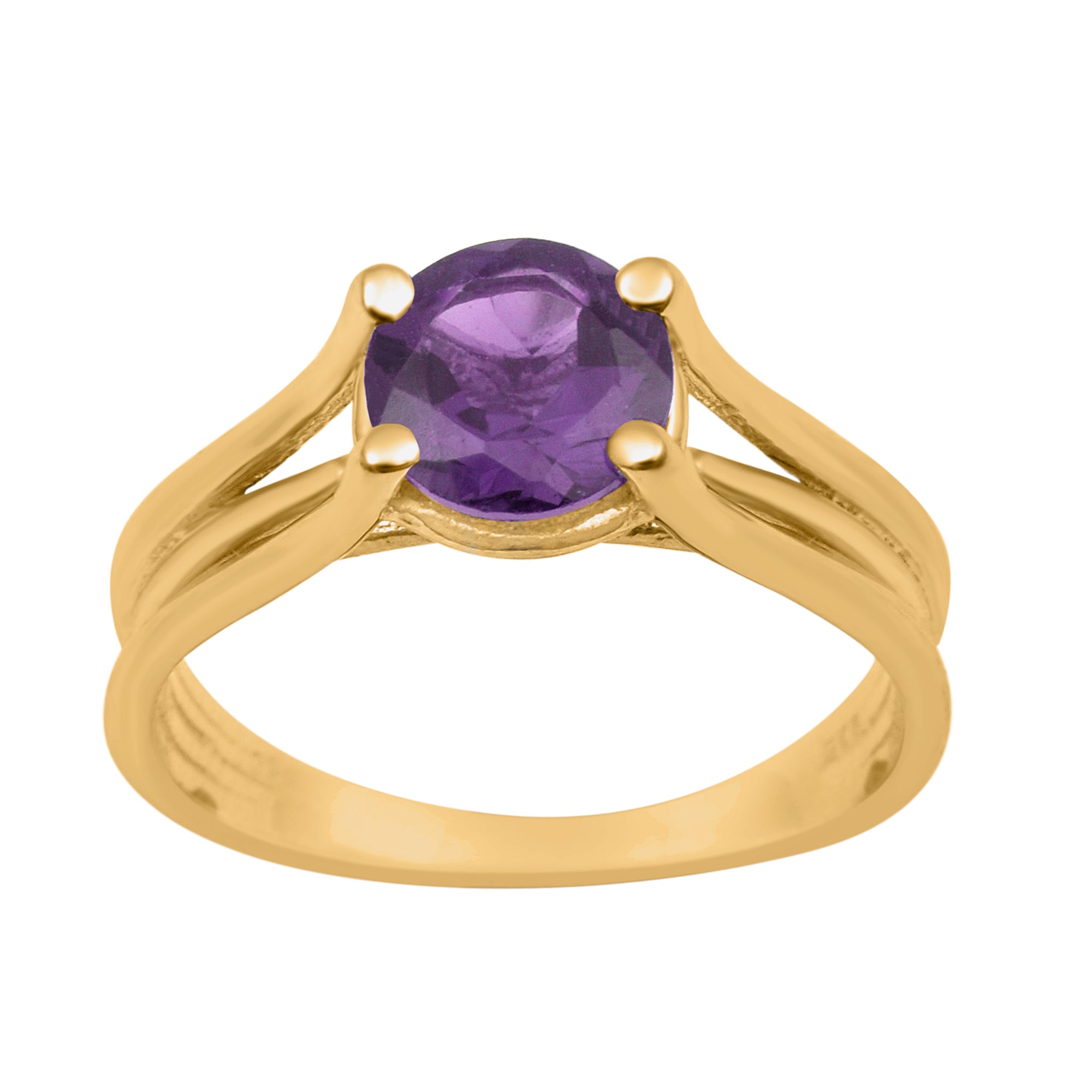 Amethyst Round 8mm Solitaire Ring - Sterling Silver