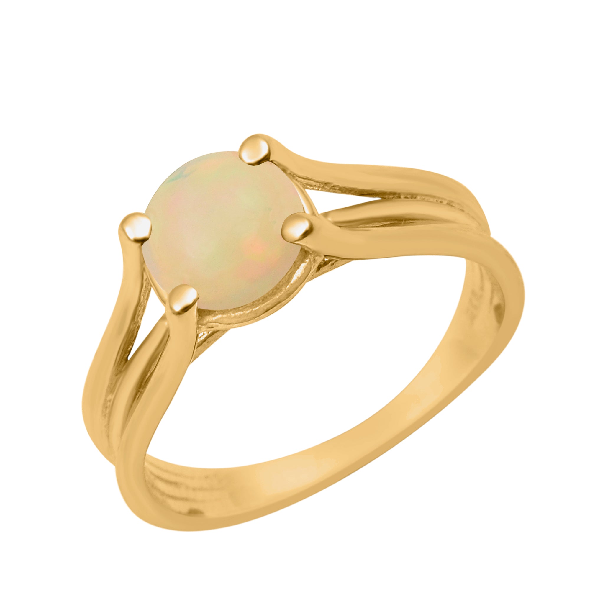 Opal Round 8mm Solitaire Ring - Sterling Silver