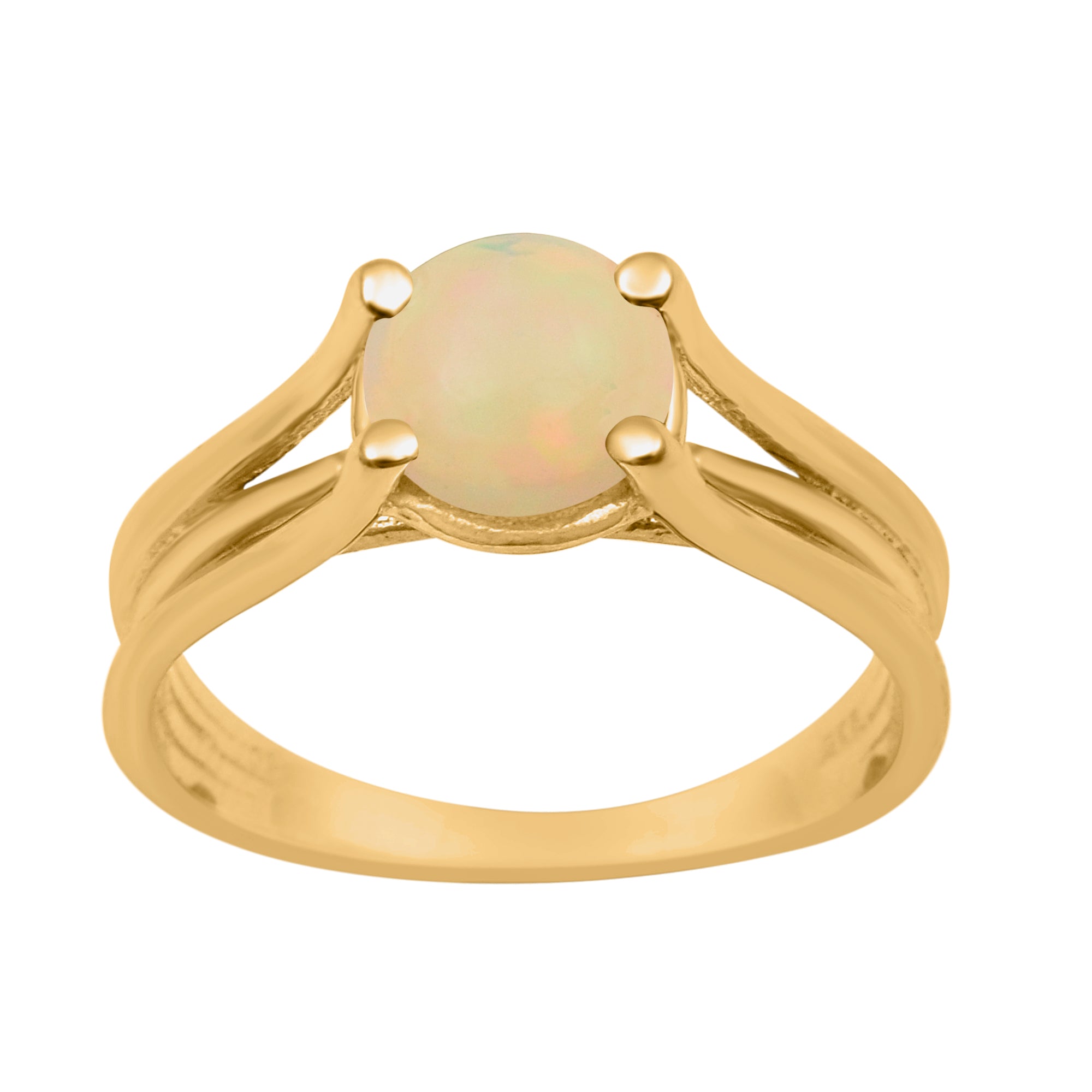 Opal Round 8mm Solitaire Ring - Sterling Silver
