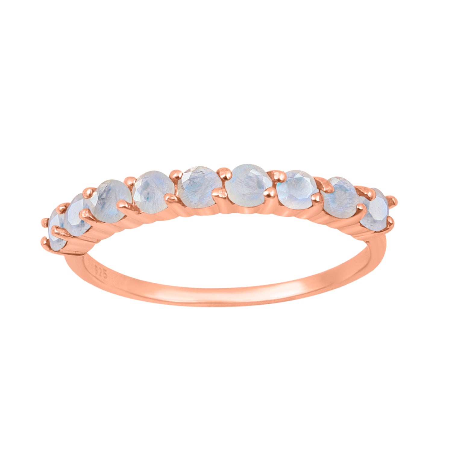 Moonstone Halt Eternity Stackable Ring - Sterling Silver