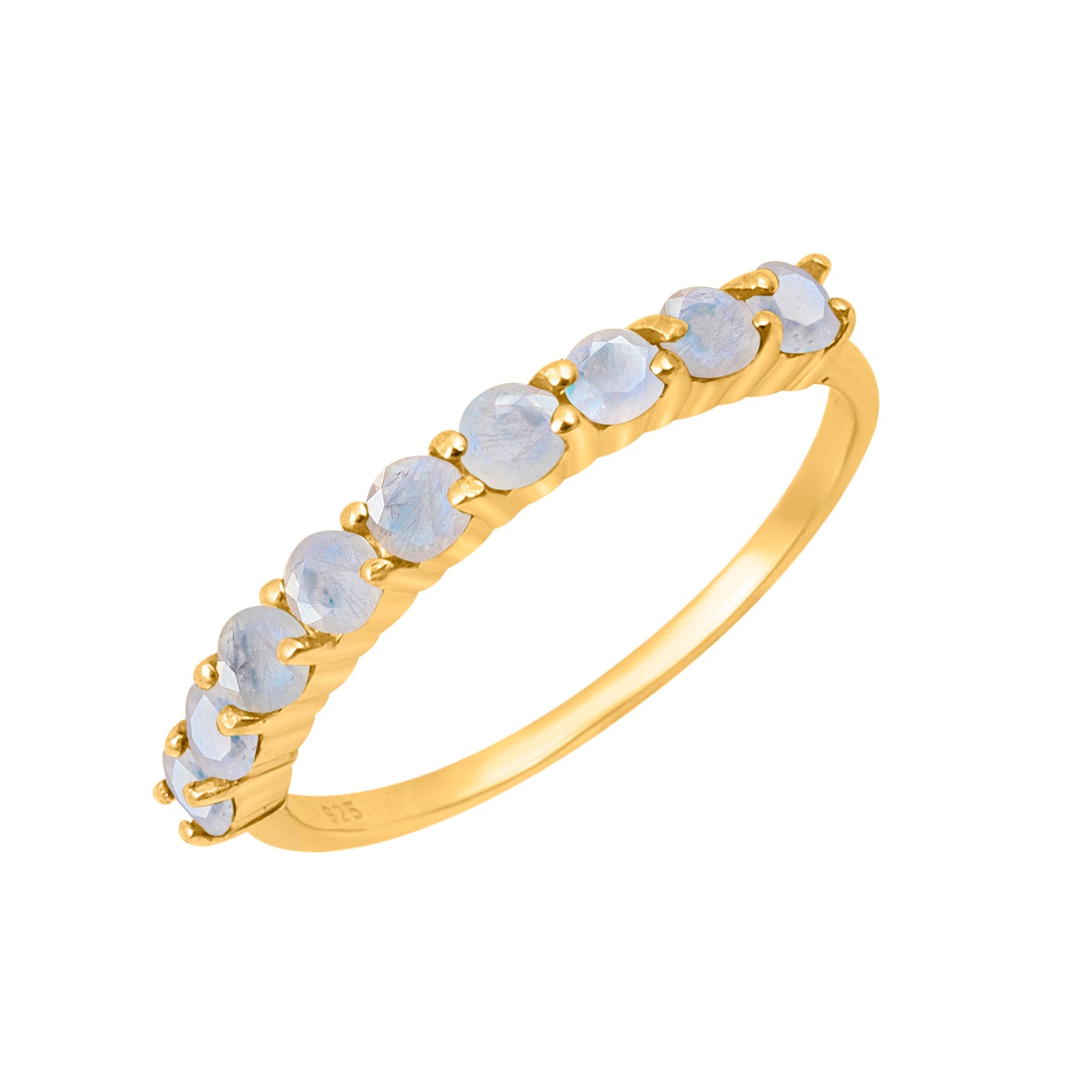 Moonstone Halt Eternity Stackable Ring - Sterling Silver