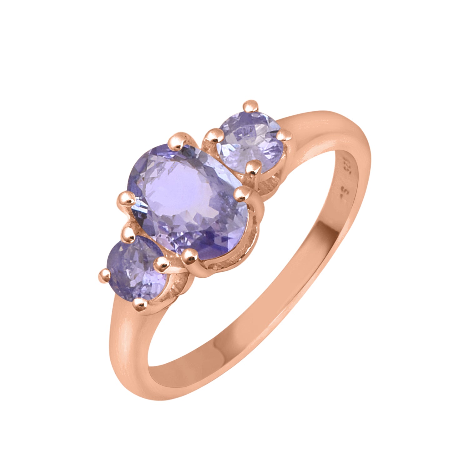 Tanzanite Three-Stone Ring -Sterling Silver