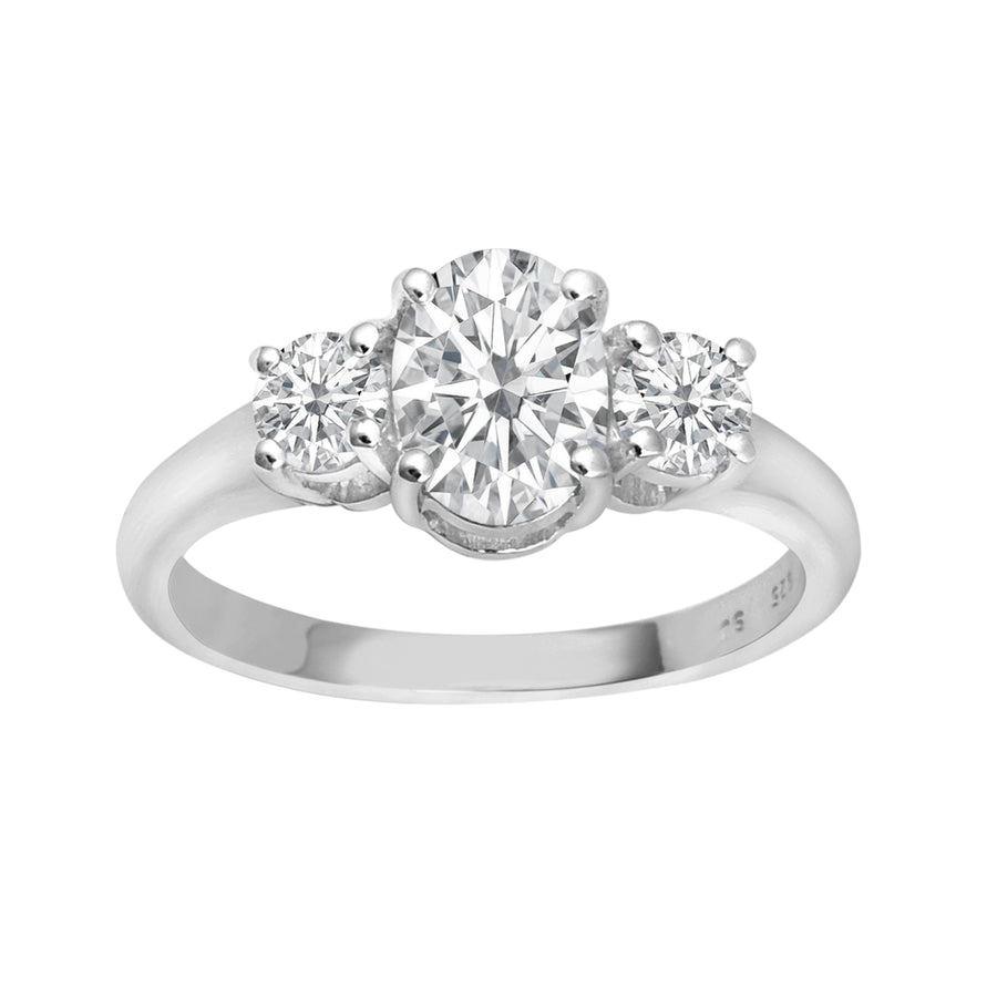 Moissanite Three-Stone Engagement Ring - Sterling Silver