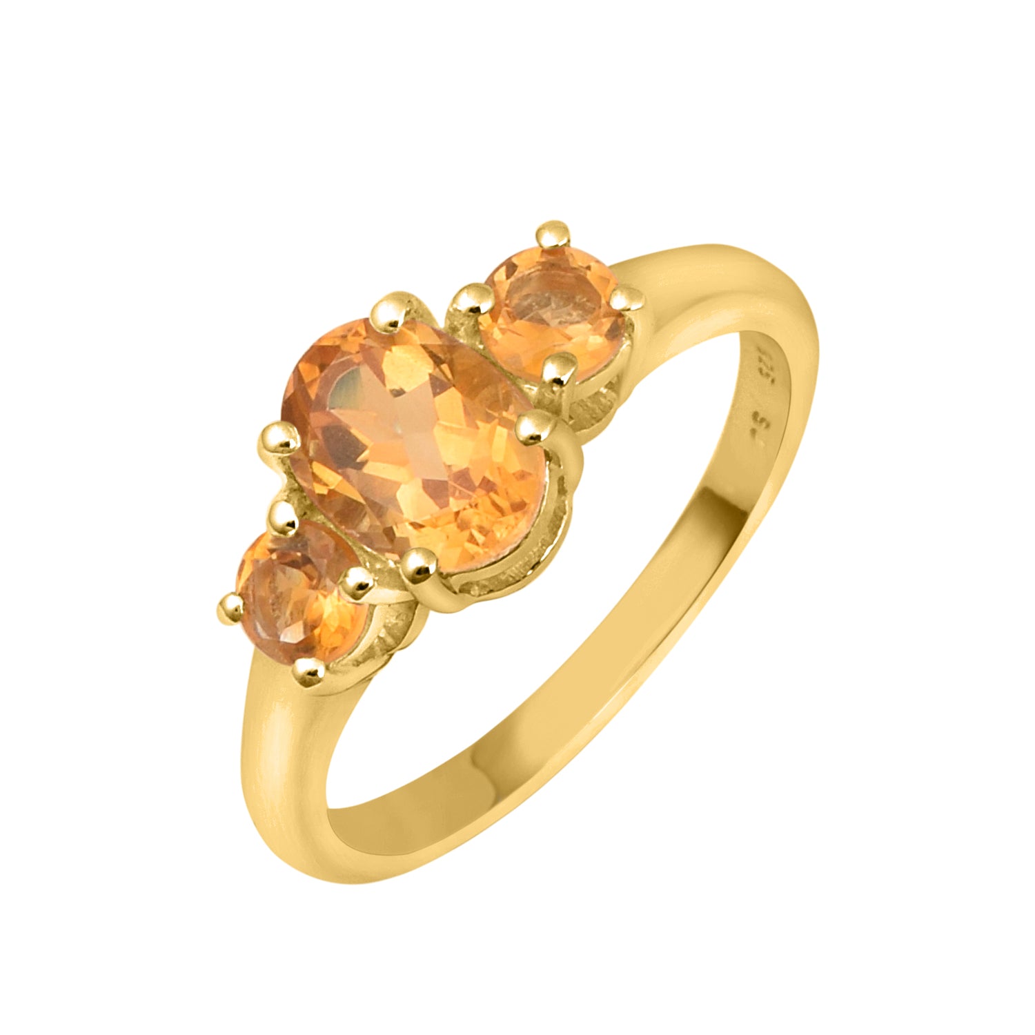 Citrine Three-Stone Ring -Sterling Silver