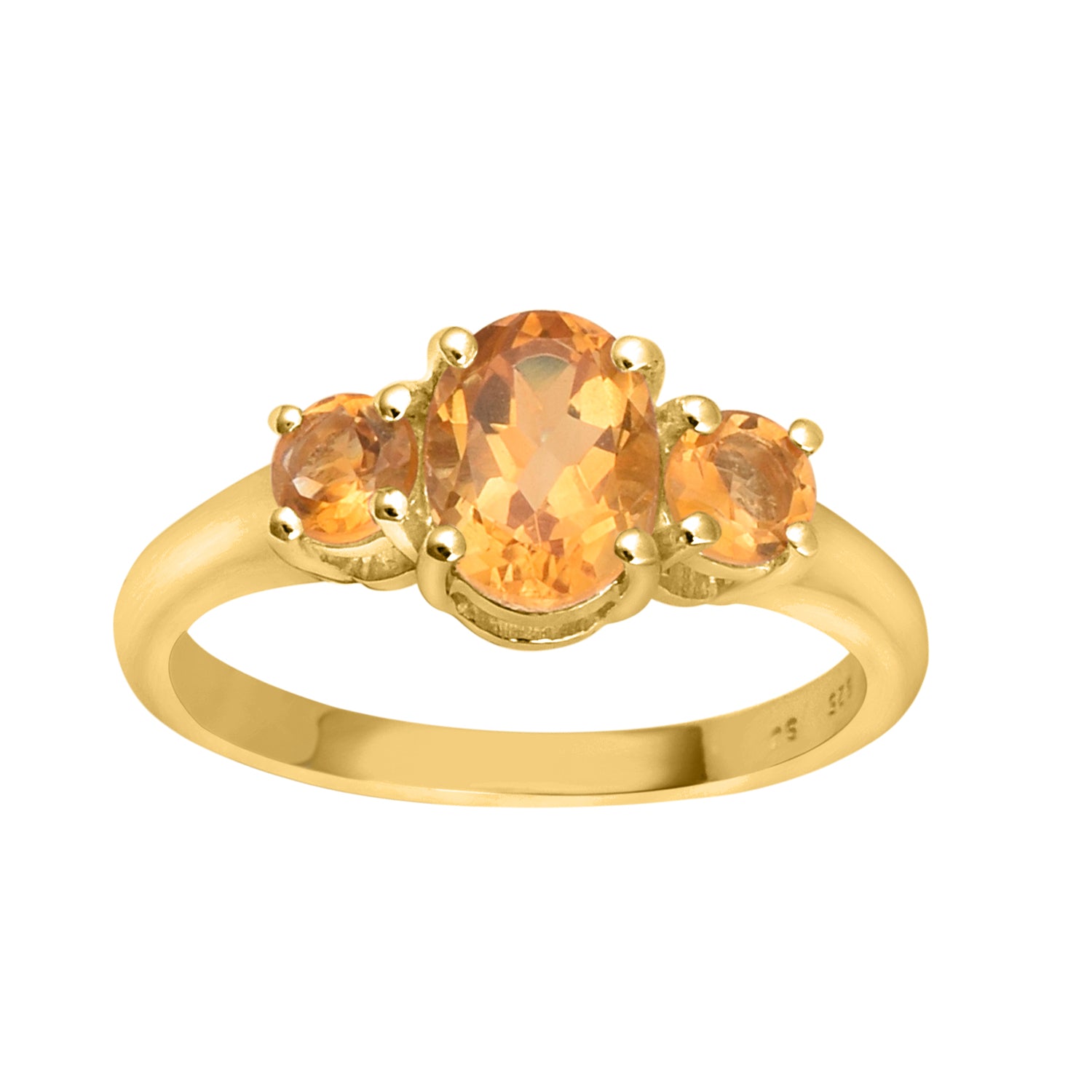 Citrine Three-Stone Ring -Sterling Silver