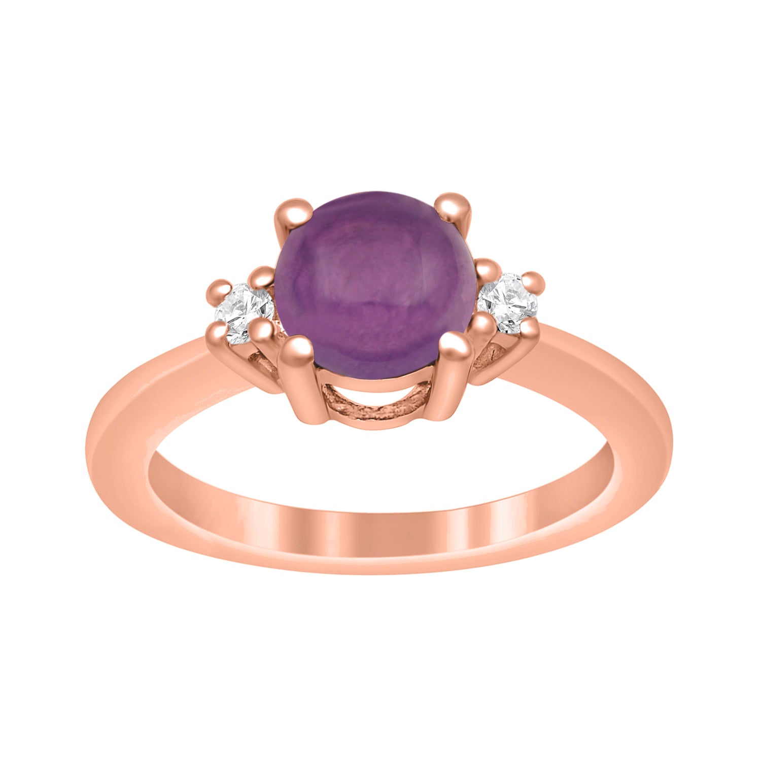 Amethyst Classic Three Stone Ring - Sterling Silver