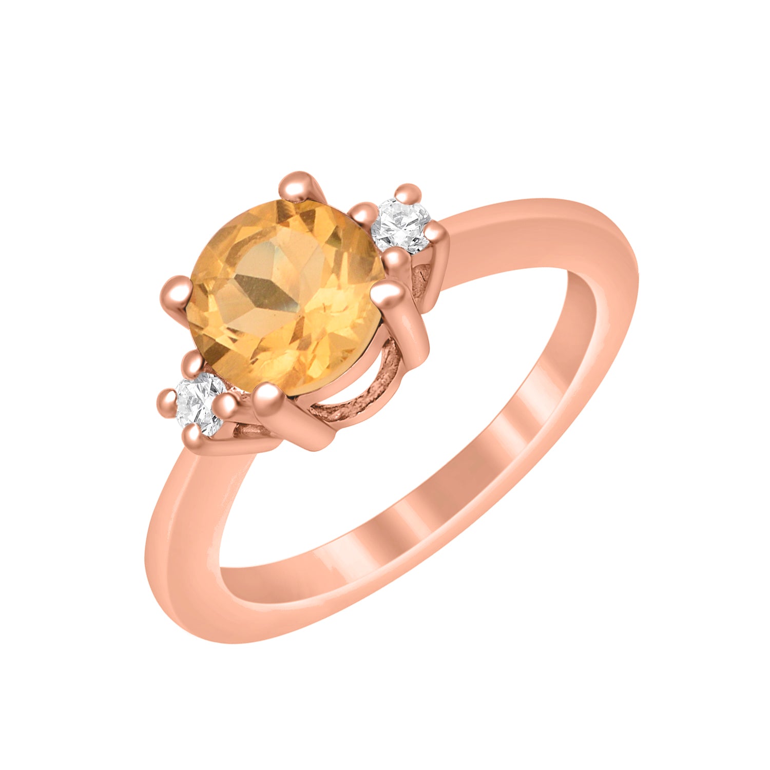 Citrine Classic Three Stone Ring - Sterling Silver