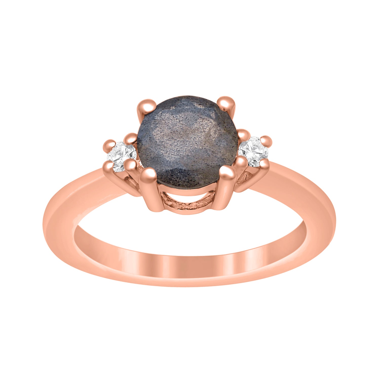 Labradorite Classic Three Stone Ring - Sterling Silver