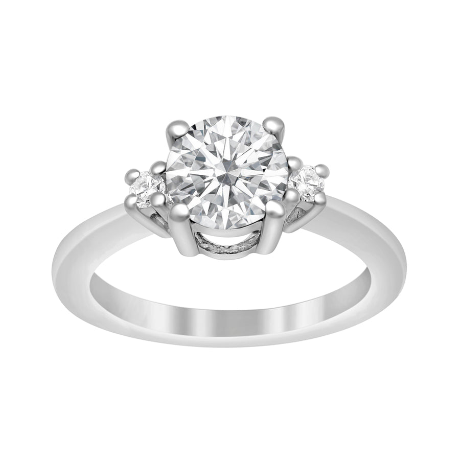 Moissanite Three Stone Ring - Sterling Silver