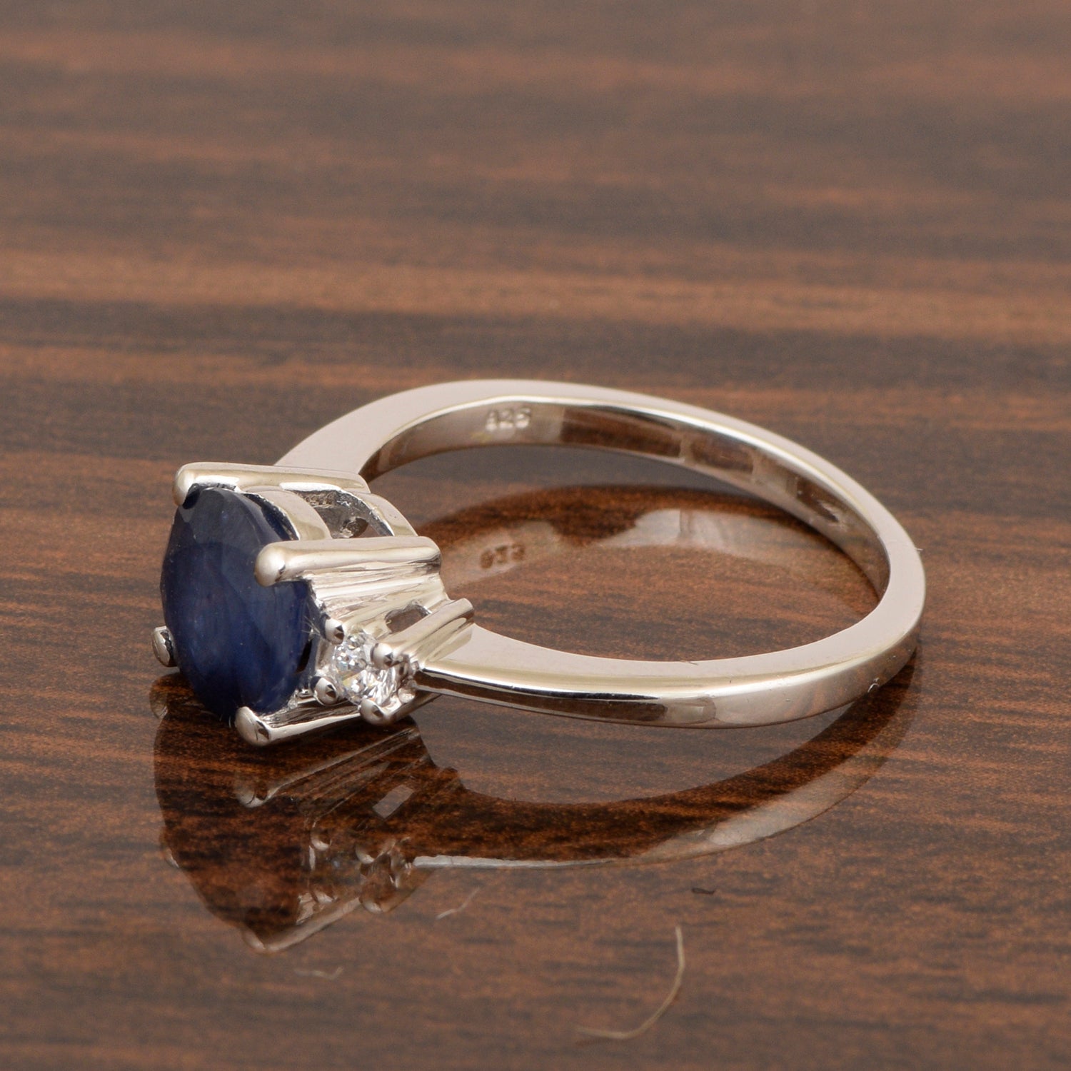 Round 8mm Blue Sapphire Gemstone 925 Sterling Silver Solitaire Ring - Kimaya INC