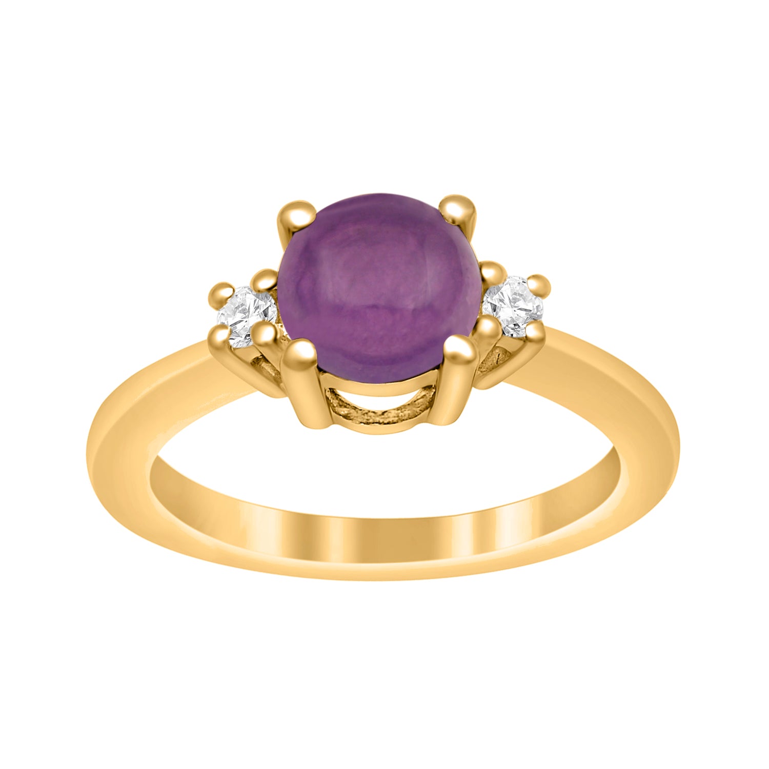 Amethyst Classic Three Stone Ring - Sterling Silver