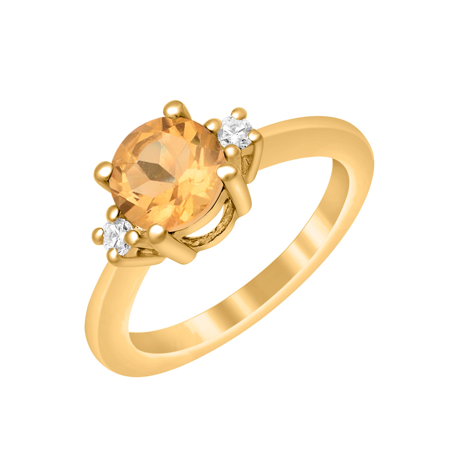 Citrine Classic Three Stone Ring - Sterling Silver