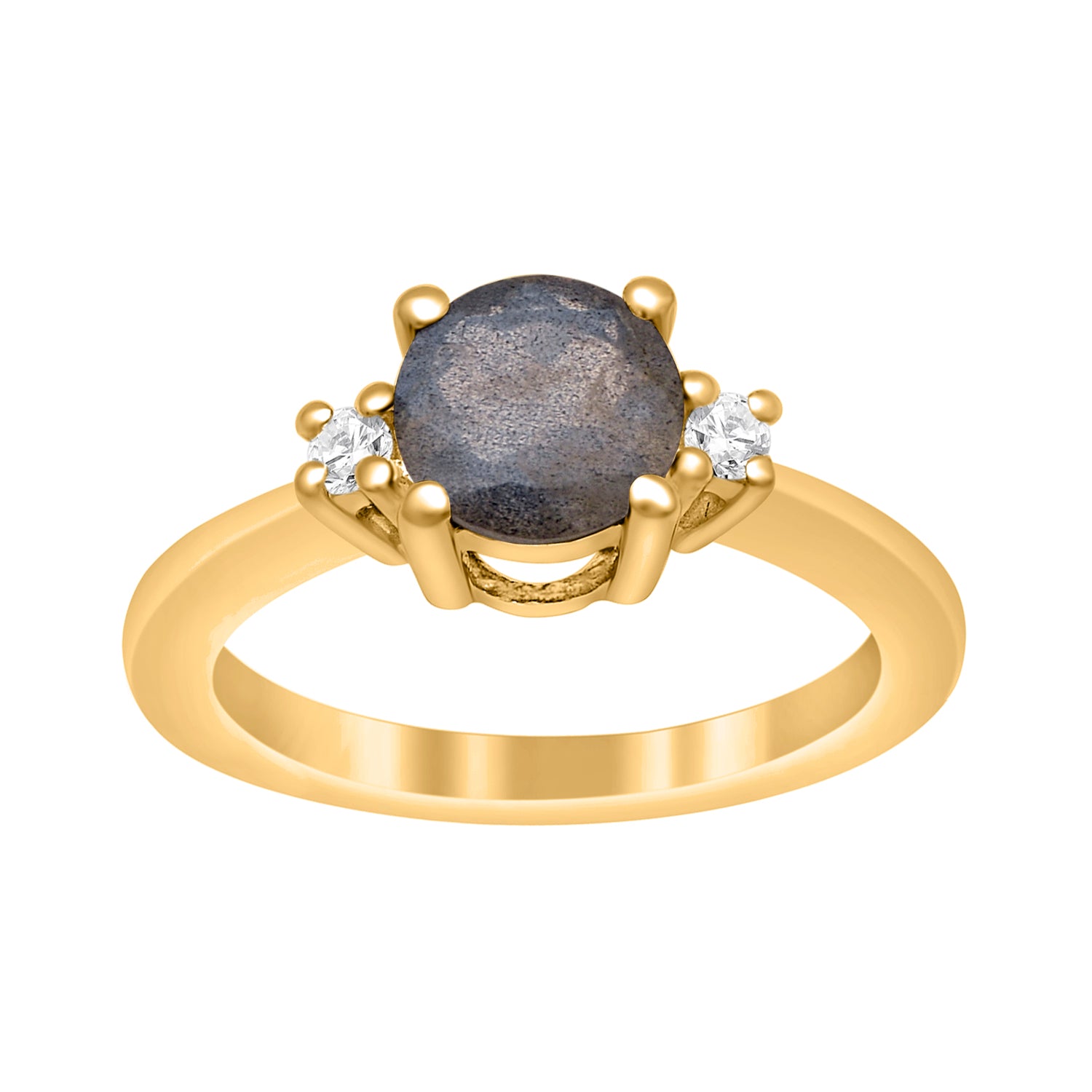 Labradorite Classic Three Stone Ring - Sterling Silver