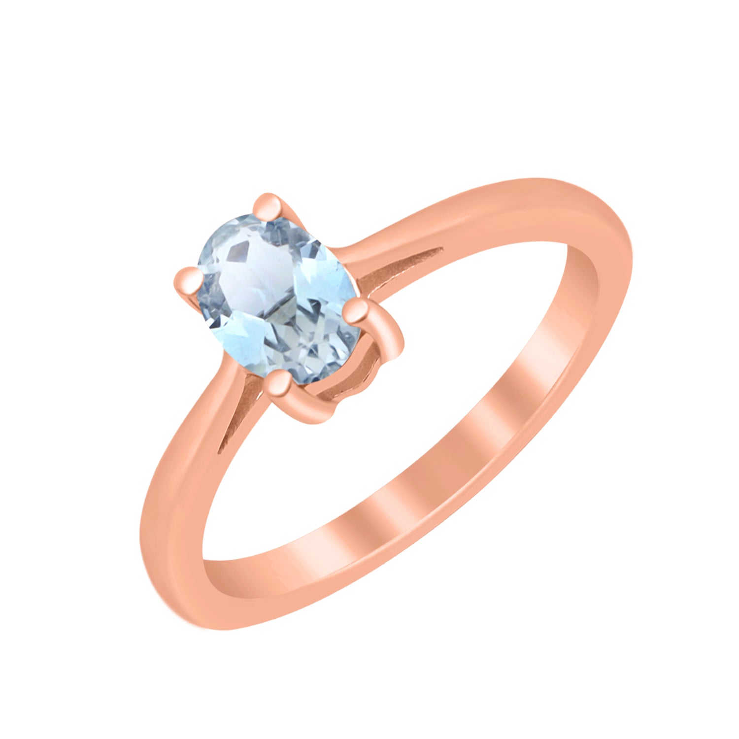 Aquamarine Solitaire Minimalist Classic Ring- Sterling Silver