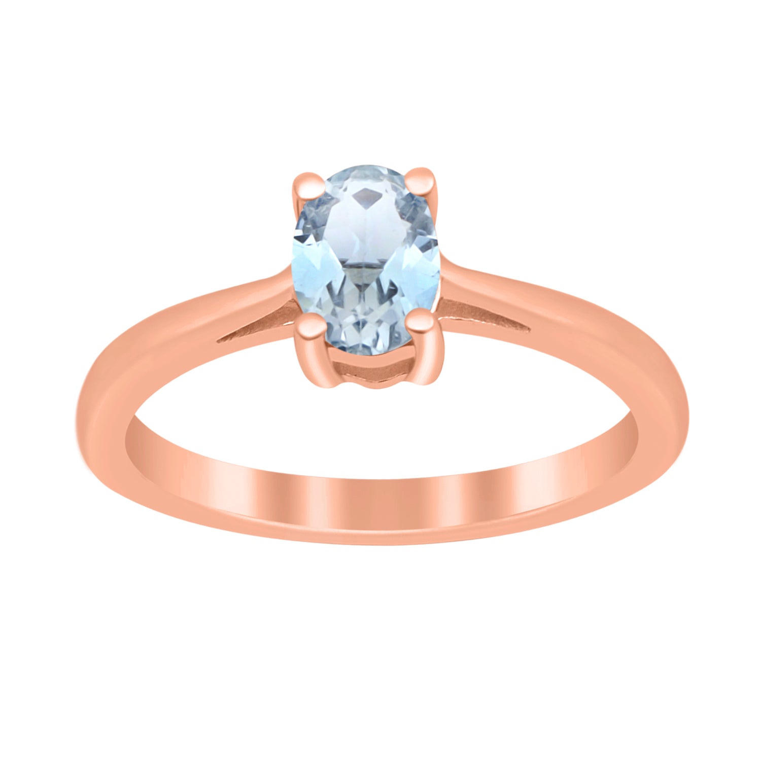 Aquamarine Solitaire Minimalist Classic Ring- Sterling Silver