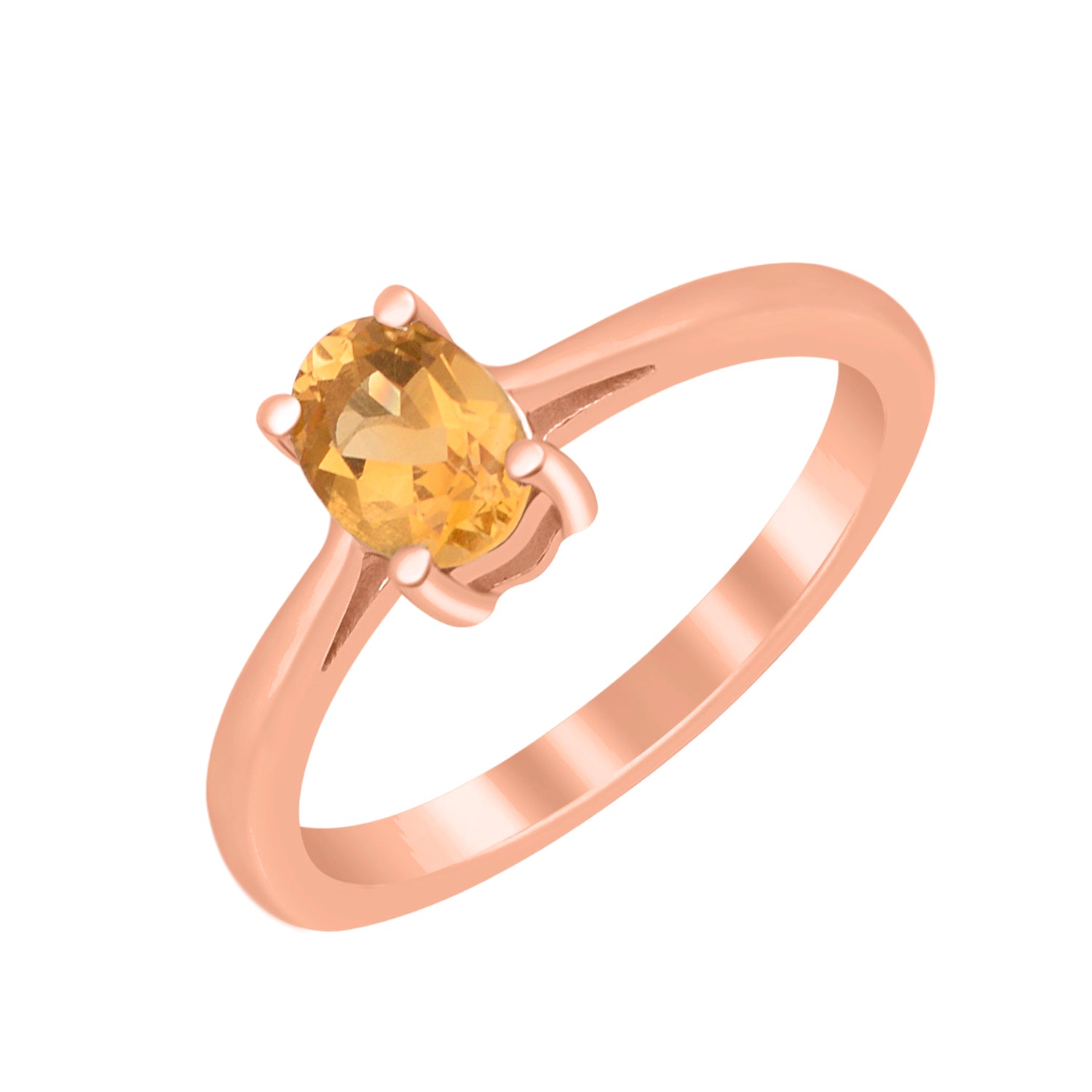 Citrine Solitaire Minimalist Classic Ring- Sterling Silver