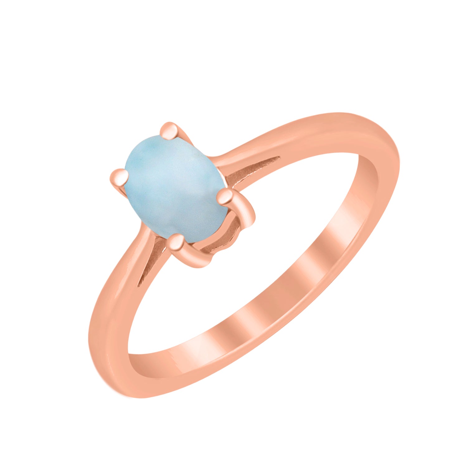 Larimar Solitaire Minimalist Classic Ring- Sterling Silver