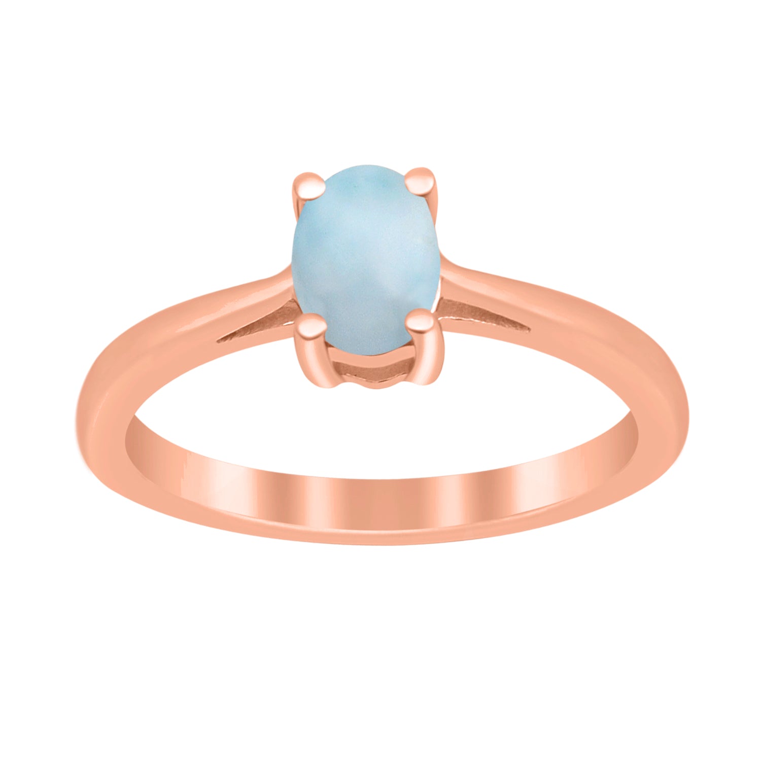 Larimar Solitaire Minimalist Classic Ring- Sterling Silver