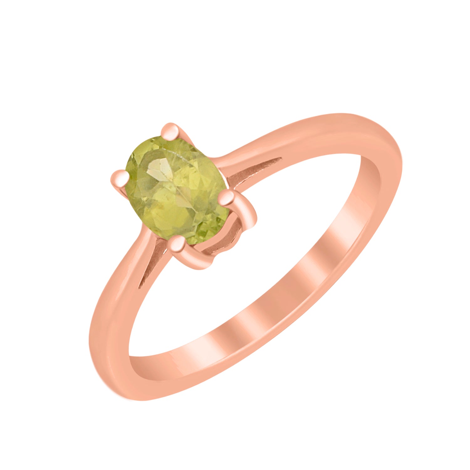 Peridot Solitaire Minimalist Classic Ring- Sterling Silver
