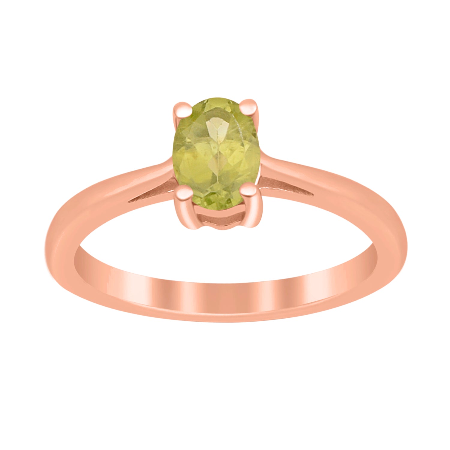 Peridot Solitaire Minimalist Classic Ring- Sterling Silver