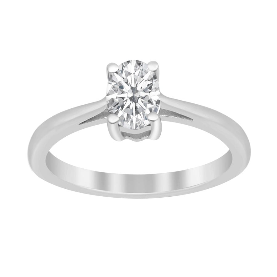 Moissanite Classic Prong Set Solitaire Ring - Sterling Silver