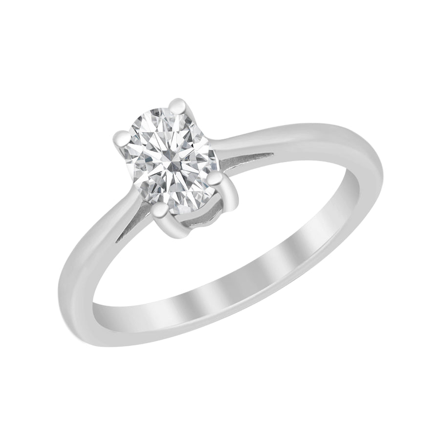 Moissanite Classic Prong Set Solitaire Ring - Sterling Silver