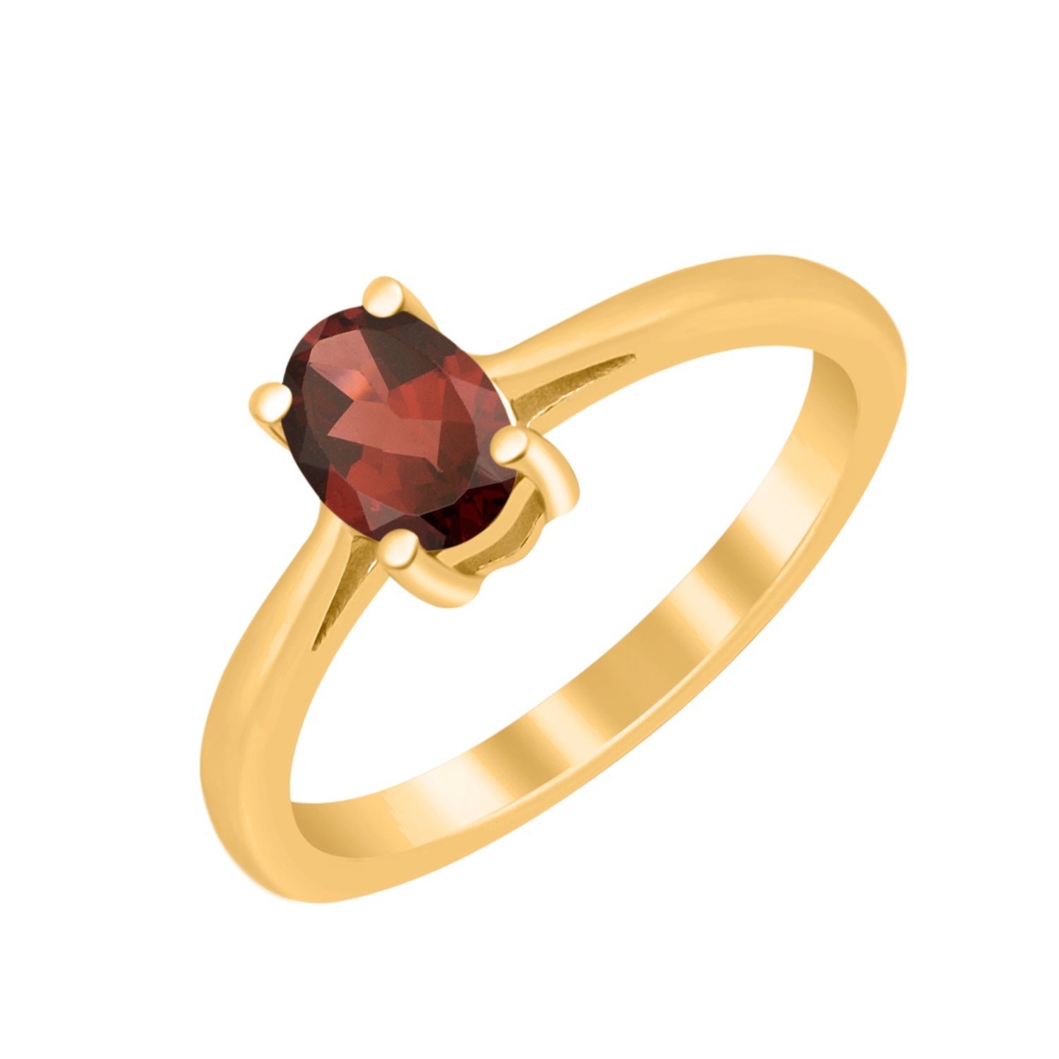 Garnet Solitaire Minimalist Classic Ring- Sterling Silver