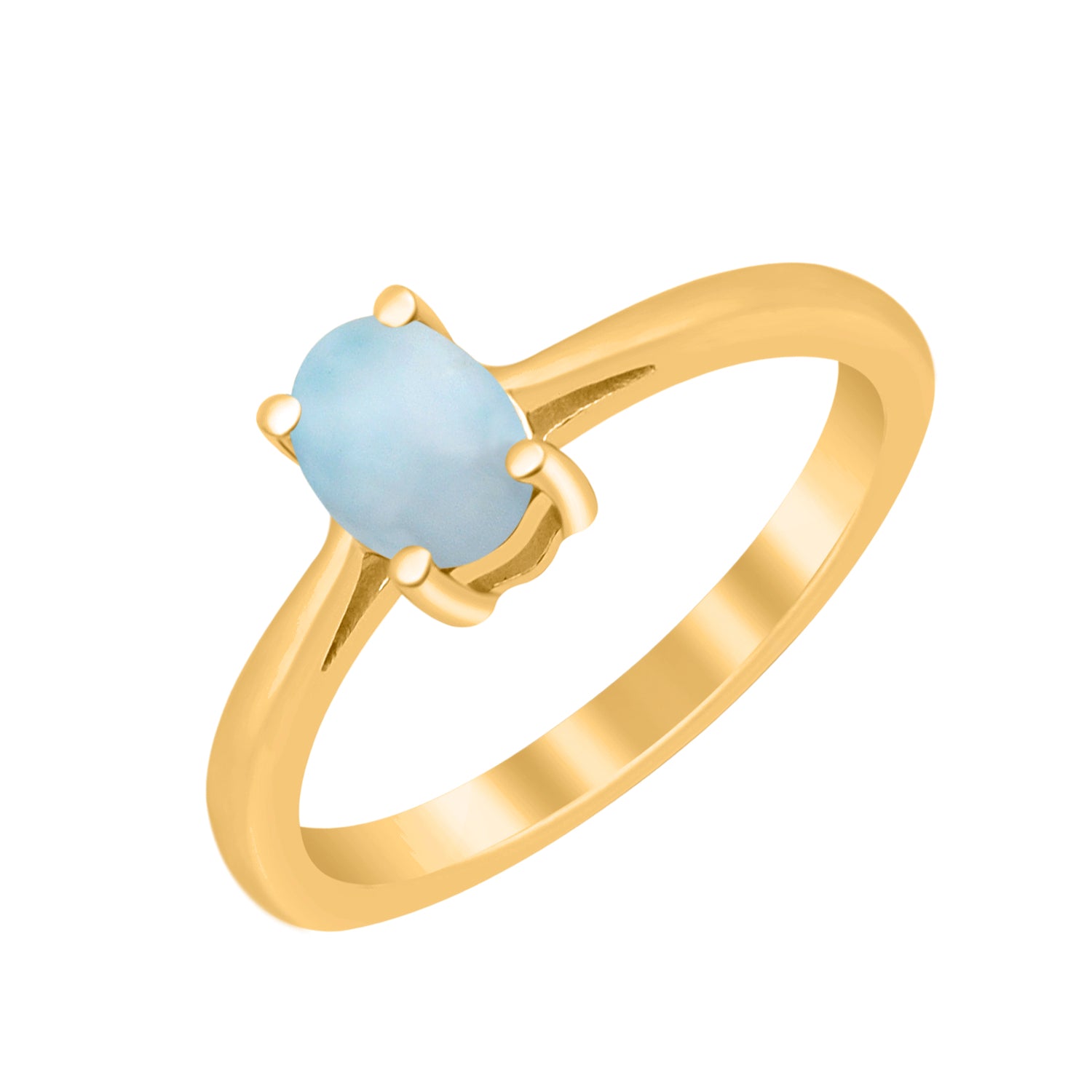 Larimar Solitaire Minimalist Classic Ring- Sterling Silver